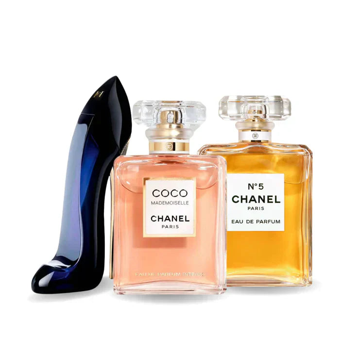 BLACK FRIDAY Combo de 3 Perfumes: GOOD GIRL, Chanel COCO MADEMOISELLE y Chanel Nº5 - 100ml